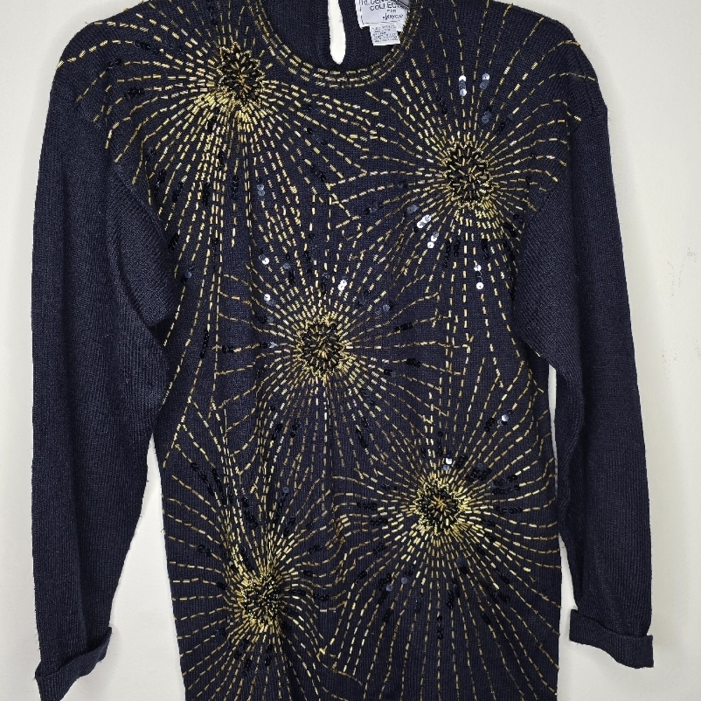 Regency Collection For Joyce Vintage Black Sequin Sweater